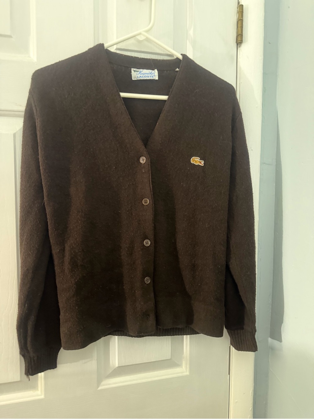 Vintage 60s 70s Haymaker Lacoste Brown Cardigan Sweater Size 40